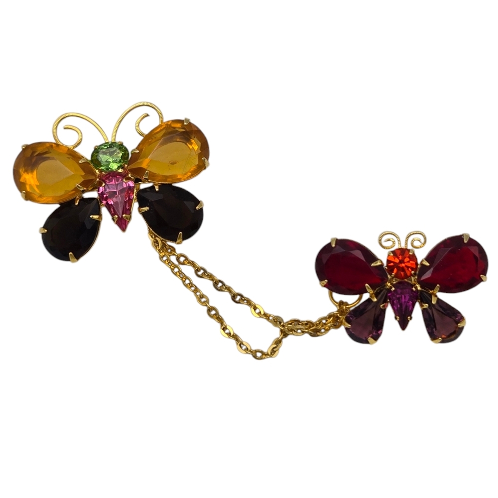 Joan Rivers Classics Collection Crystal Critters Chatelaine Butterfly Pin Brooch